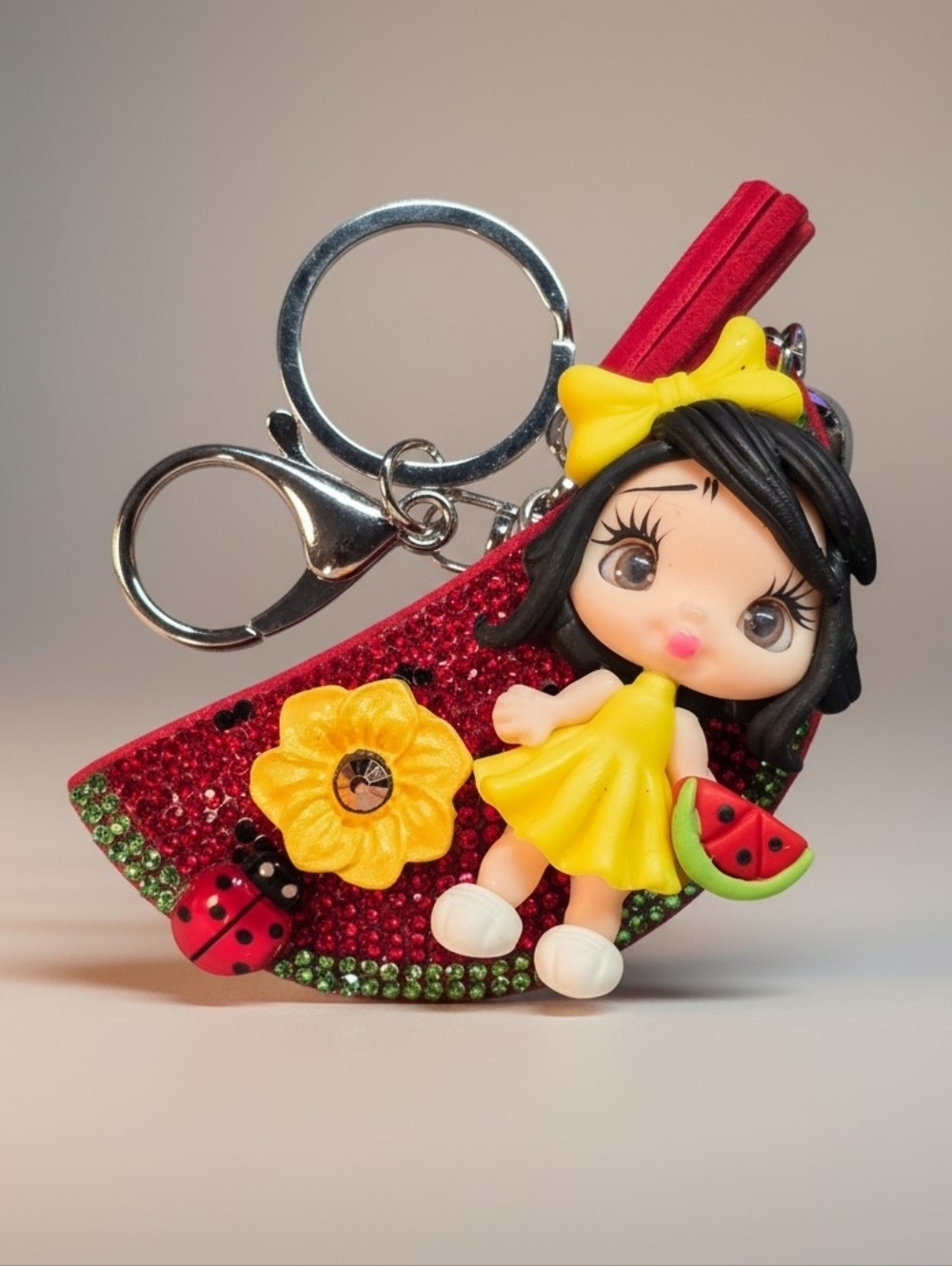 Artisan Handmade Watermelon Girl  Bag Charm Keychain